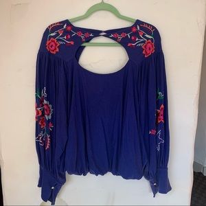Free People | Lita Embroidered Balloon Sleeve Top